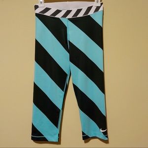 Nike Dri-Fit Blue/Black striped leggings Medium